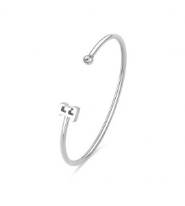 Bracciale Rigido Donna Gioielli Sagapò Click in acciaio con iniziale E sck216