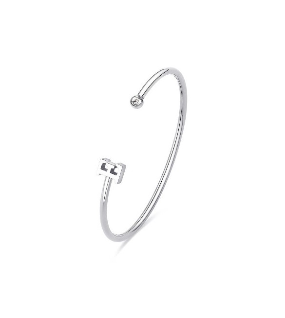 Bracciale Rigido Donna Gioielli Sagapò Click in acciaio con iniziale E sck216