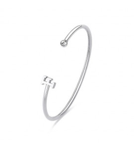 Bracciale Rigido Donna Gioielli Sagapò Click in acciaio con iniziale F sck217