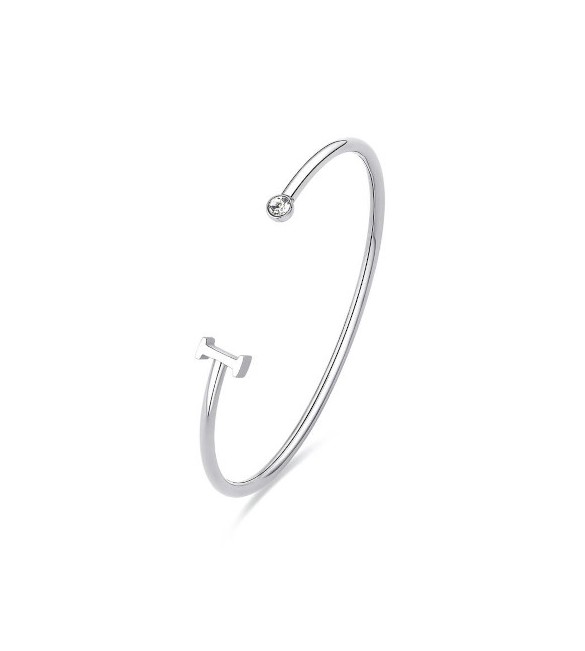 Bracciale Rigido Donna Gioielli Sagapò Click in acciaio con iniziale I sck220