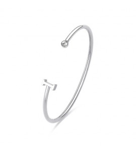 Bracciale Rigido Donna Gioielli Sagapò Click in acciaio con iniziale I sck220