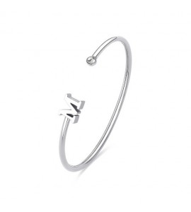 Bracciale Rigido Donna Gioielli Sagapò Click in acciaio con iniziale M sck224