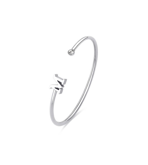 Bracciale Rigido Donna Gioielli Sagapò Click in acciaio con iniziale M sck224
