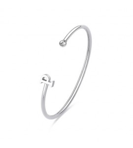 Bracciale Rigido Donna Gioielli Sagapò Click in acciaio con iniziale P sck227