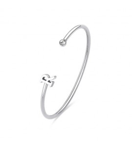 Bracciale Rigido Donna Gioielli Sagapò Click in acciaio con iniziale R sck228