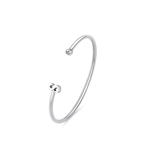 Bracciale Rigido Donna Gioielli Sagapò Click in acciaio con iniziale S sck229