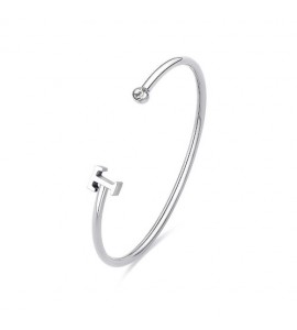 Bracciale Rigido Donna Gioielli Sagapò Click in acciaio con iniziale T sck230