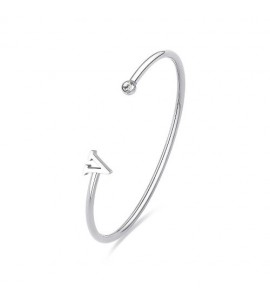 Bracciale Rigido Donna Gioielli Sagapò Click in acciaio con iniziale V sck232