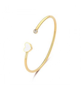 Bracciale Rigido Donna Gioielli Sagapò Click in acciaio pvd oro con cristallo bianco e smalto sck238