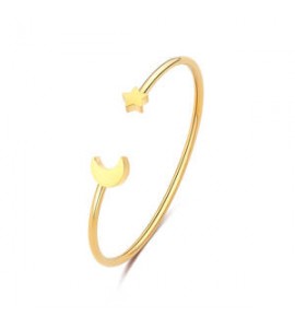 Bracciale Rigido Donna Gioielli Sagapò Click in acciaio pvd oro con stella e luna sck241