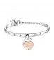 Bracciale Rigido Donna Gioielli Sagapò Lockme in acciaio e pvd oro rosa con cuore con scritta La mia maestra preferita e cristal