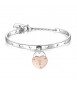 Bracciale Rigido Donna Gioielli Sagapò Lockme in acciaio e pvd oro rosa con cuore con scritta La migliore mamma del mondo è la m