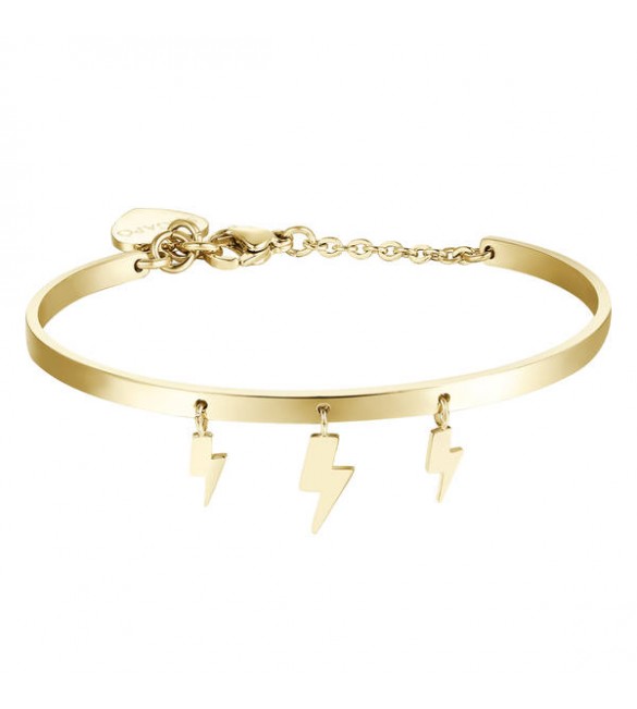 Bracciale Rigido Donna Gioielli Sagapò Tricony in acciaio 316L pvd oro con charm sty11