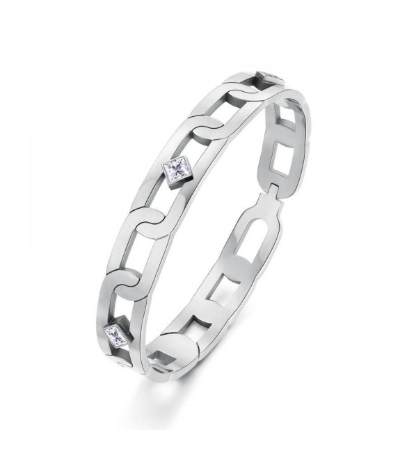 Bracciale Rigido Unisex Gioielli Brosway WithYou in acciaio e cristalli crystal bwy19