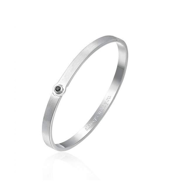 Bracciale Rigido Unisex Gioielli Brosway WithYou in acciaio e cristallo jet mm 70 bwy38b