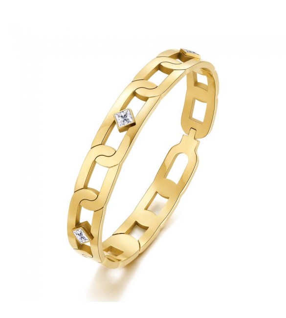 Bracciale Rigido Unisex Gioielli Brosway WithYou in acciaio pvd oro e cristalli crystal bwy20