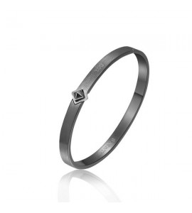 Bracciale Rigido Unisex Gioielli Brosway WithYou in acciaio spazzolato 316L pvd gun metal  e cristallo Jet bwy18b