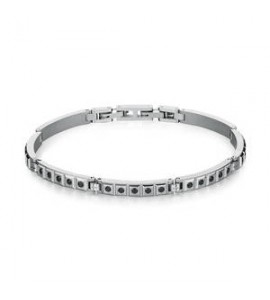 Bracciale Uomo Gioielli Brosway Forge in acciaio con zirconi neri bgf11