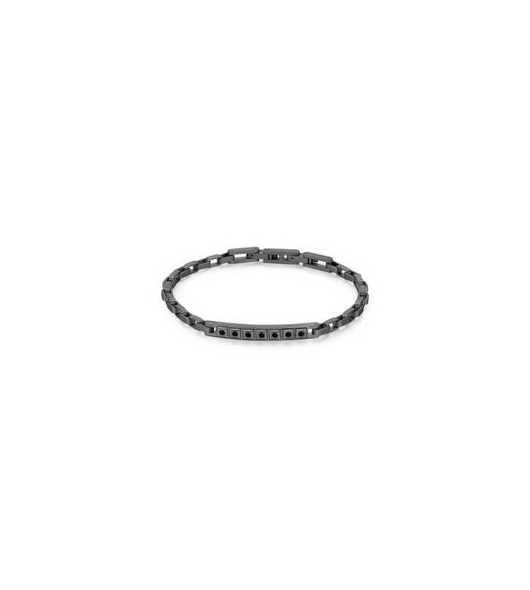 Bracciale Uomo Gioielli Brosway Forge in acciaio pvd gun con zirconi neri bgf14