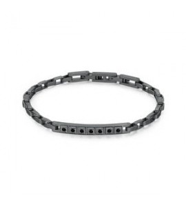 Bracciale Uomo Gioielli Brosway Forge in acciaio pvd gun con zirconi neri bgf14