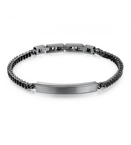 Bracciale Uomo Gioielli Brosway Ink in acciaio 316L pvd gun metal con Military Tag bik13
