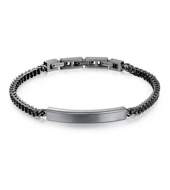 Bracciale Uomo Gioielli Brosway Ink in acciaio 316L pvd gun metal con Military Tag bik13