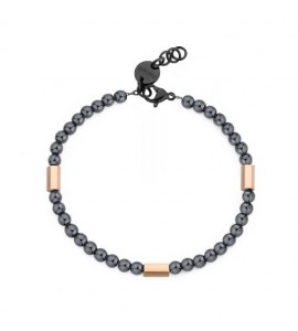 Bracciale Uomo Gioielli S\'agapò Riot in acciaio pvd gun e ematite srt13