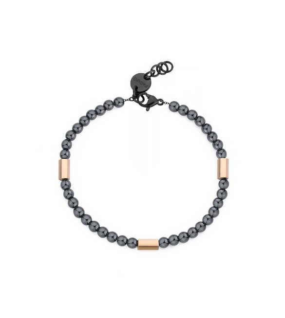 Bracciale Uomo Gioielli S\'agapò Riot in acciaio pvd gun e ematite srt13
