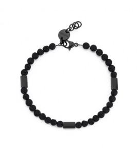 Bracciale Uomo Gioielli S\'agapò Riot in acciaio pvd gun e lava stone srt14