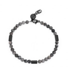 Bracciale Uomo Gioielli S\'agapò Riot in acciaio pvd gun e pietra picasso srt15