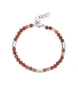 Bracciale Uomo Gioielli S\'agapò Riot in acciaio pvd oro e pietra diaspro srt16