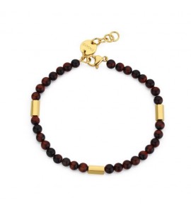 Bracciale Uomo Gioielli S\'agapò Riot in acciaio pvd oro e pietra occhio di tigre srt17