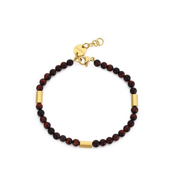 Bracciale Uomo Gioielli S\'agapò Riot in acciaio pvd oro e pietra occhio di tigre srt17