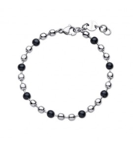 Bracciale Uomo Gioielli S\'agapò Ripple in acciaio catena palline smalto grigio srp65