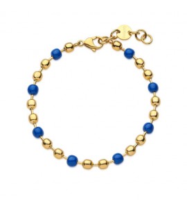 Bracciale Uomo Gioielli S\'agapò Ripple in acciaio pvd oro catena palline smalto blu srp67