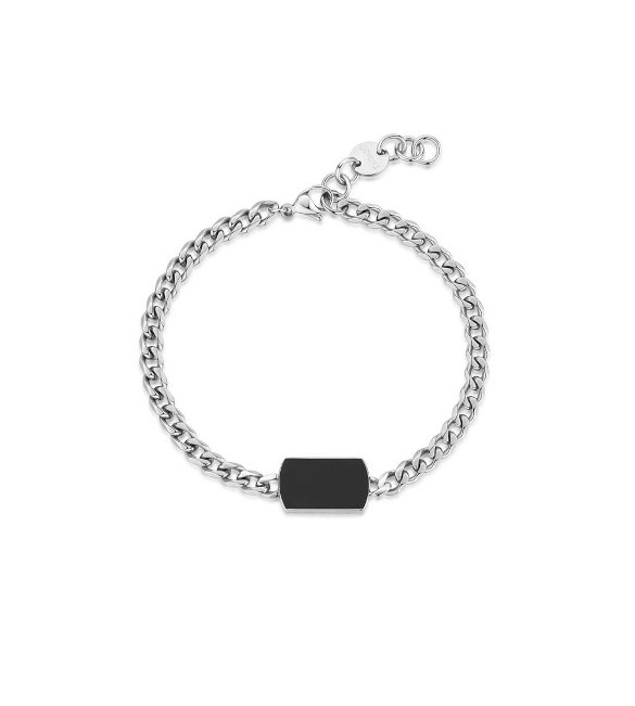 Bracciale Uomo Gioielli S\'agapò Tag Me Too acciaio smalto nero stg13