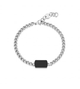 Bracciale Uomo Gioielli S\'agapò Tag Me Too acciaio smalto nero stg13