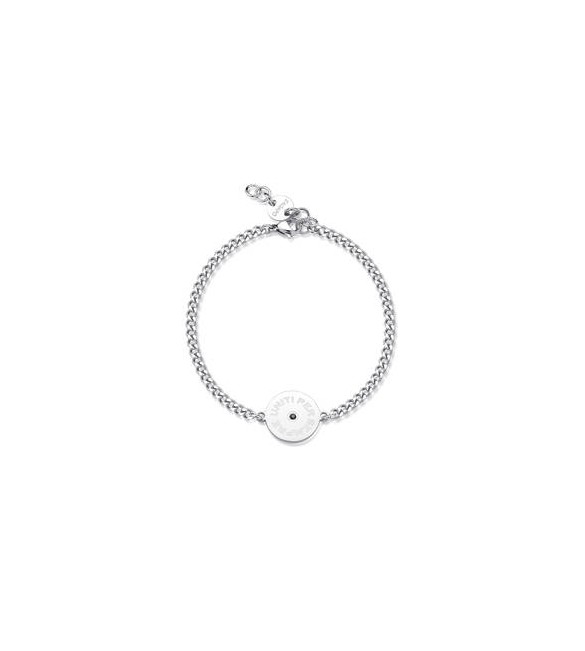 Bracciale Uomo Gioielli Sagapò Be My Family in acciaio con piastra cristallo e incisione Fratelli - Uniti per sempre sby030