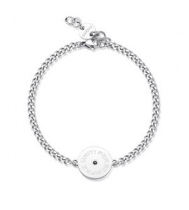 Bracciale Uomo Gioielli Sagapò Be My Family in acciaio con piastra cristallo e incisione Fratelli - Uniti per sempre sby030