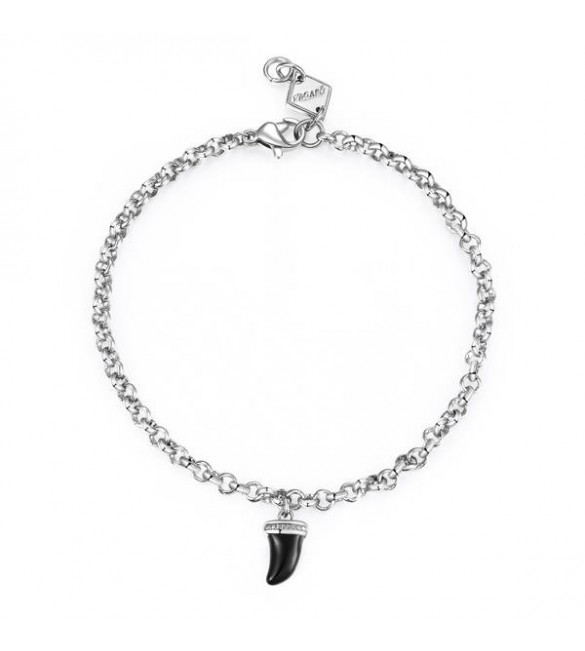 Bracciale Uomo Gioielli Sagapò Charisma in acciaio 316L Dente di Squalo e smalto nero shs13