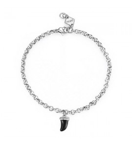 Bracciale Uomo Gioielli Sagapò Charisma in acciaio 316L Dente di Squalo e smalto nero shs13