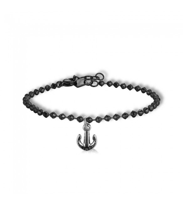 Bracciale Uomo Gioielli Sagapò Charisma in acciaio 316L pvd nero Ancora shs20