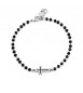 Bracciale Uomo Gioielli Sagapò Charisma in acciaio vetro nero, Croce e smalto nero shs12