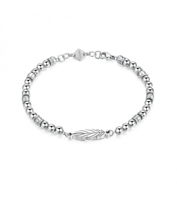 Bracciale Uomo Gioielli Sagapò Indie in acciaio 316L Piuma sin15