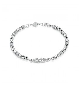 Bracciale Uomo Gioielli Sagapò Indie in acciaio 316L Piuma sin15