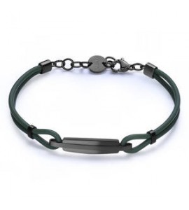 Bracciale Uomo Gioielli Sagapò Panama in acciaio con pvd nero e gomma verde spa21