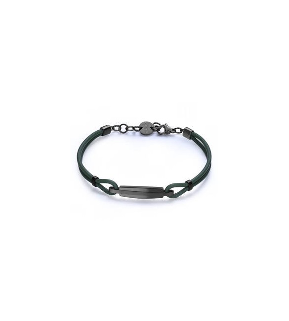Bracciale Uomo Gioielli Sagapò Panama in acciaio con pvd nero e gomma verde spa21