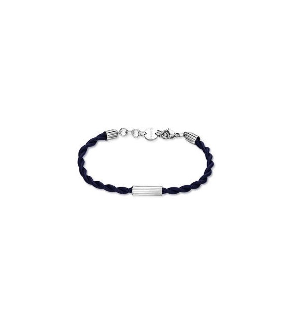 Bracciale Uomo Gioielli Sagapò Panama in acciaio e gomma nera spa22