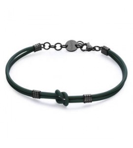 Bracciale Uomo Gioielli Sagapò Panama in acciaio pvd gun e gomma verde spa25