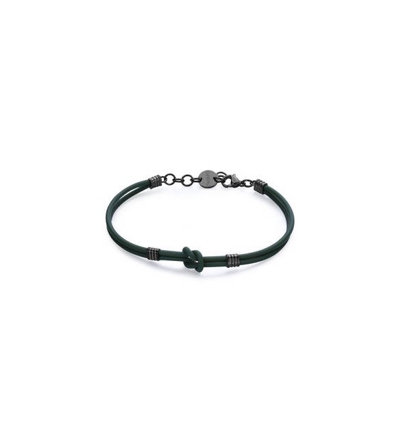 Bracciale Uomo Gioielli Sagapò Panama in acciaio pvd gun e gomma verde spa25